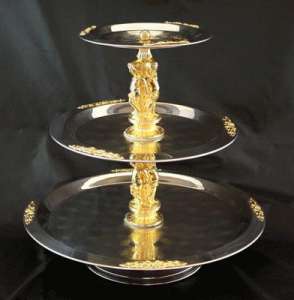 Stainless, W/Gold, 3 Tier
