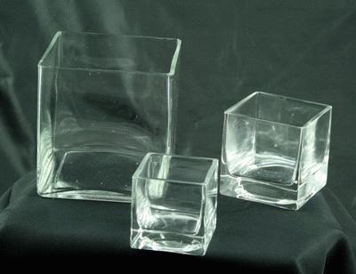 Square Vase, 2″ Clear