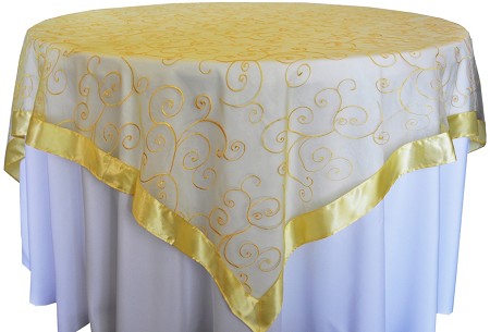 Canary 85″ x 85″ Embroidered Organza Overlay