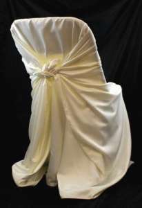 Ivory, Satin Self Tie Chair Cover