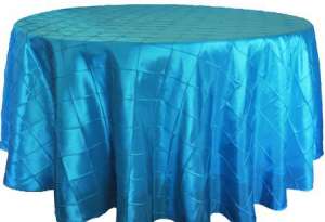 Turquoise 90″ Round Pintuck