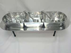 Aluminum Oblong Tray W/Bowls Kit