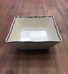 Bowl, White Antiqued – 12″ square