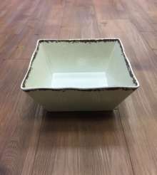Bowl, White Antiqued – 9″ square