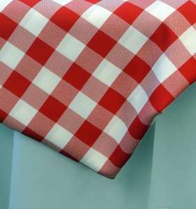 Red & White Gingham 120″ Round Poly